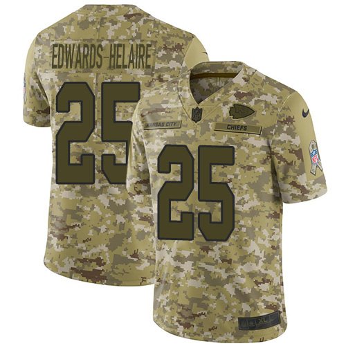 Men & Youth #25 Clyde Edwards-Helaire Kansas City Chiefs Salute to Service Limited Camo Jersey
