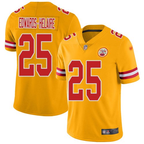 Men & Youth Kids #25 Clyde Edwards-Helaire Kansas City Chiefs Color Rush Limited Yellow Jersey