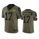 Men & Youth Kids #17 Mecole Hardman Kansas City Chiefs 2021 Salute to Service Limited Olive Jersey