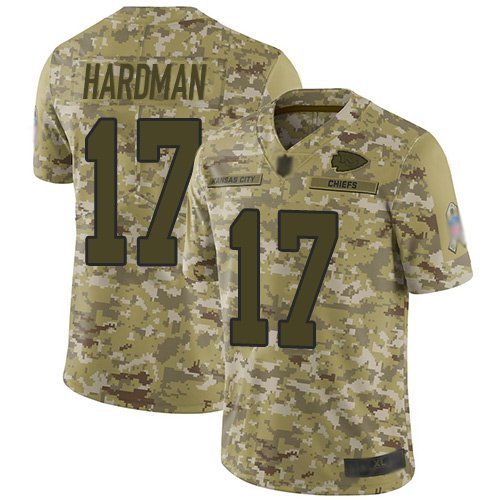 Men & Youth Kids #17 Mecole Hardman Kansas City Chiefs Salute to Service Limited Camo Jersey