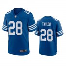 Men & Youth Kids #28 Jonathan Taylor Indianapolis Colts 2021 Blue Throwback Game Jersey