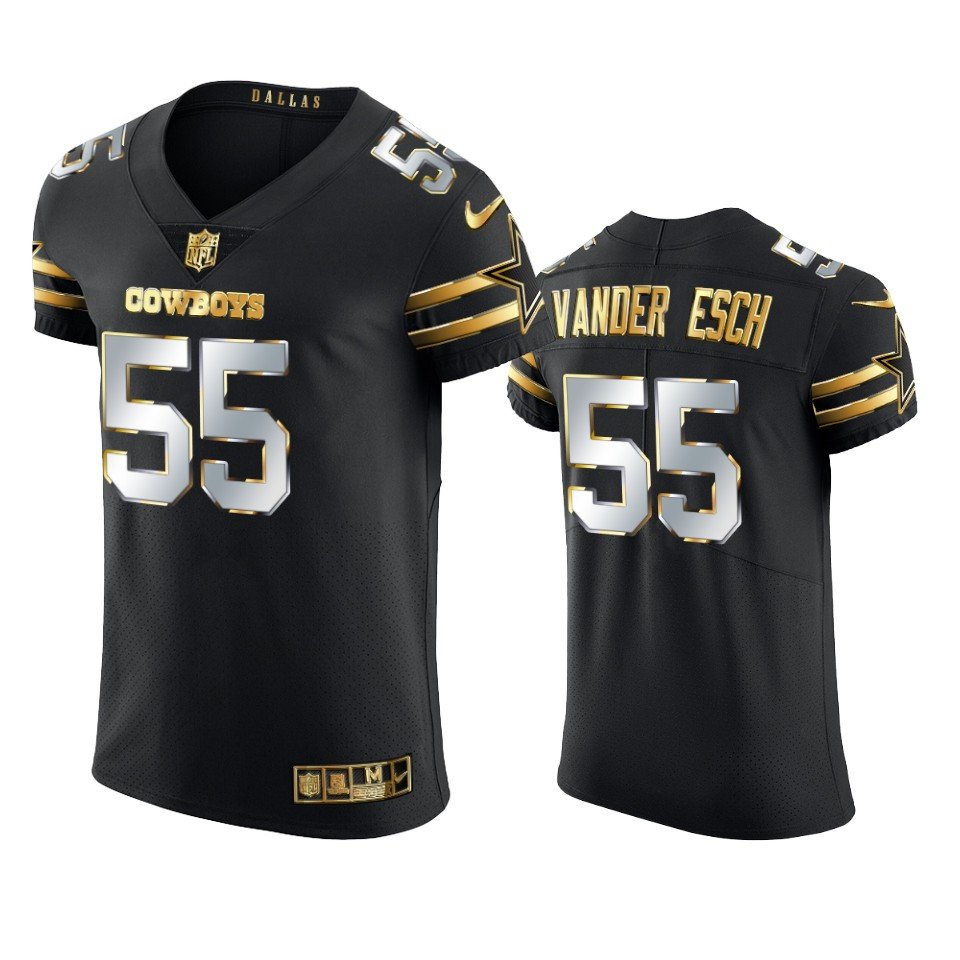 Men & Youth #55 Leighton Vander Esch Dallas Cowboys 2021 Black Golden Edition Jersey