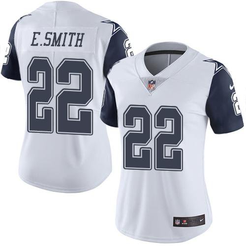 Women's #22 Emmitt Smith Dallas Cowboys Color Rush Limited White Jersey