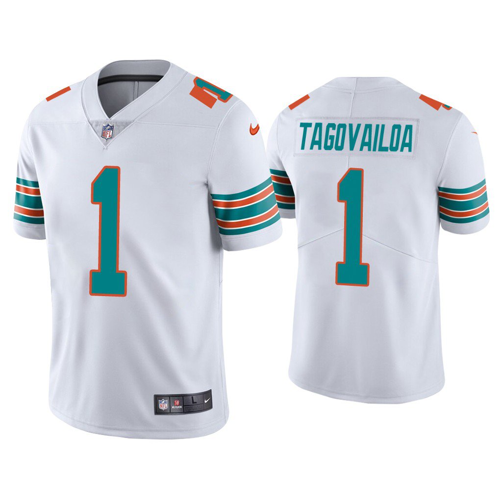 Men & Youth Kids #1 Tua Tagovailoa Miami Dolphins Color Rush Limited White Jersey