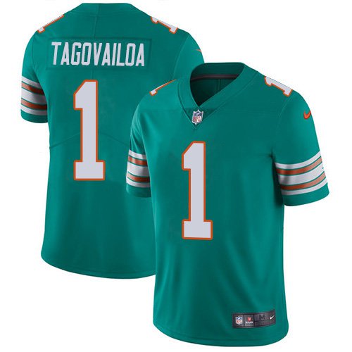 Men & Youth Kids #1 Tua Tagovailoa Miami Dolphins Color Rush Limited Aqua Jersey