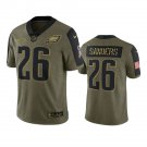 Men & Youth Kids #26 Miles Sanders Philadelphia Eagles 2021 Salute to Service Limited Olive Jersey