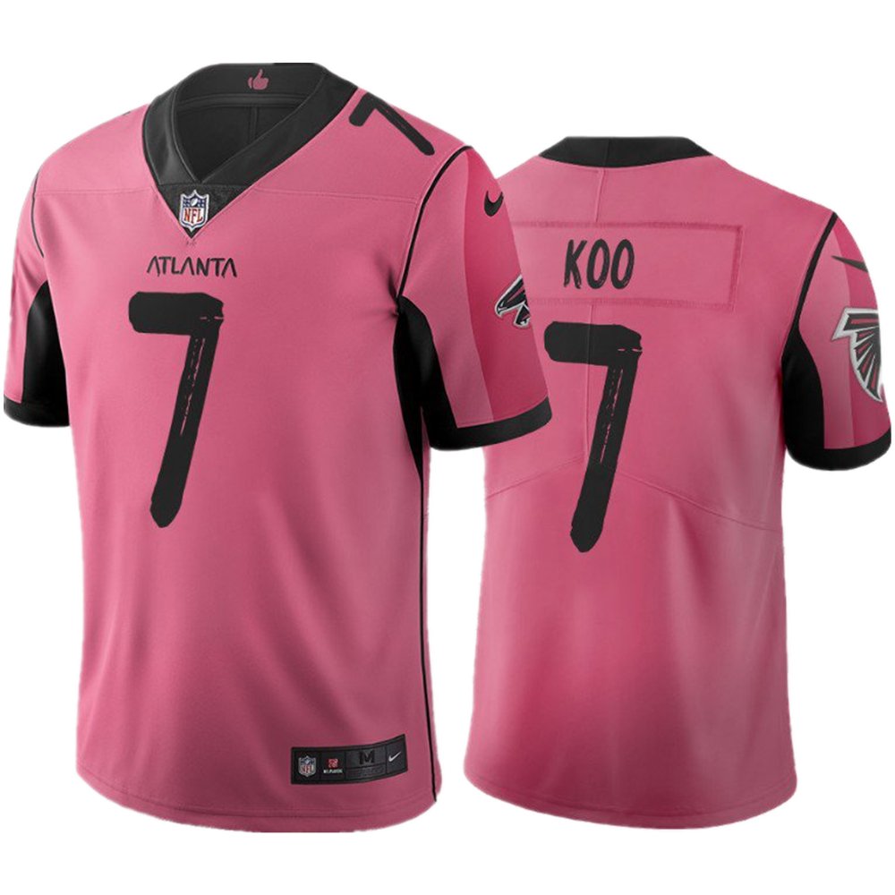 Men's #7 Younghoe Koo Atlanta Falcons City Edition Color Rush Limited Pink Jersey