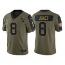 Men & Youth Kids #8 Daniel Jones New York Giants 2021 Salute To Service Limited Olive Green Jersey