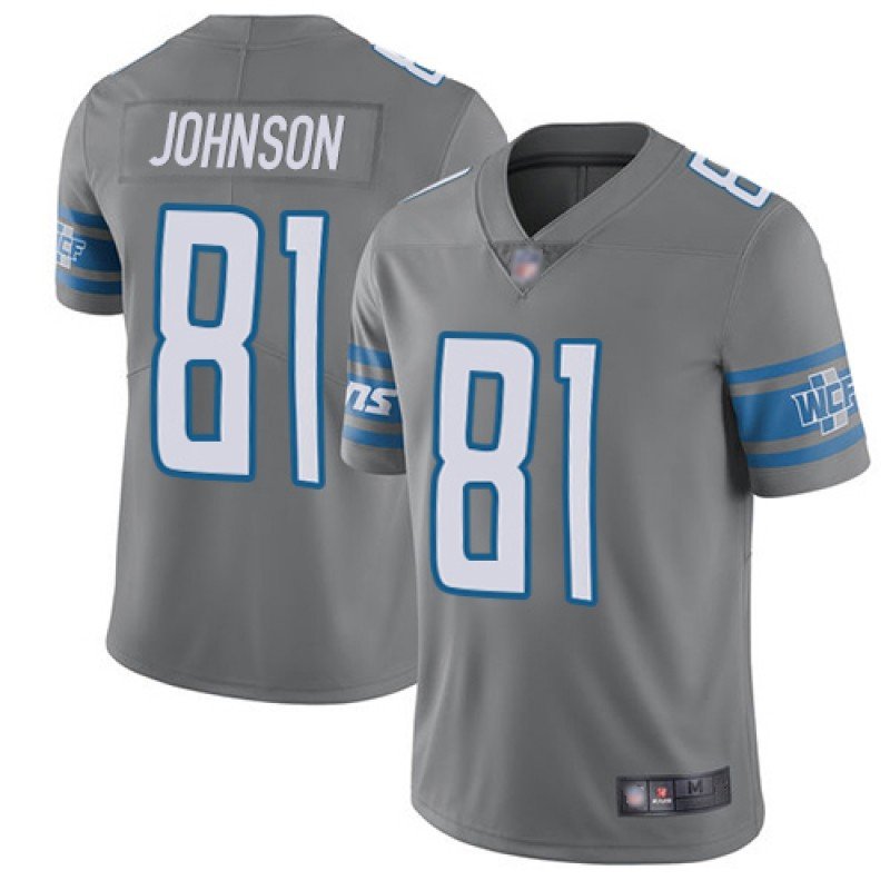 Men & Youth Kids #81 Calvin Johnson Detroit Lions Color Rush Limited Gray Jersey