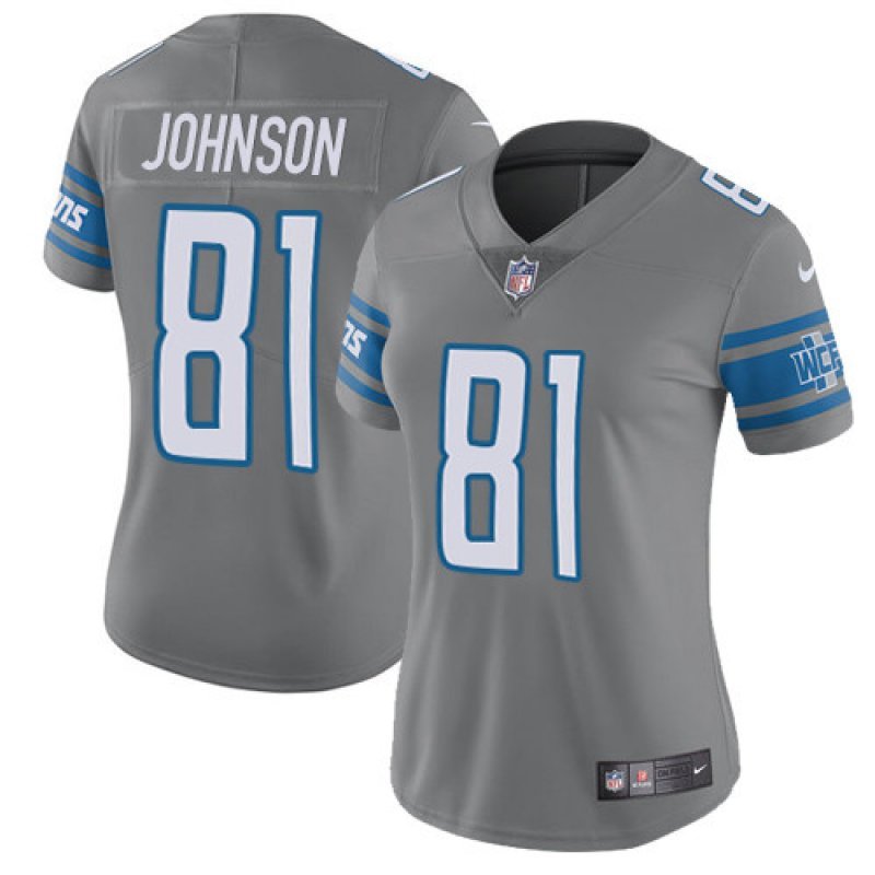 Women's #81 Calvin Johnson Detroit Lions Color Rush Limited Gray Jersey