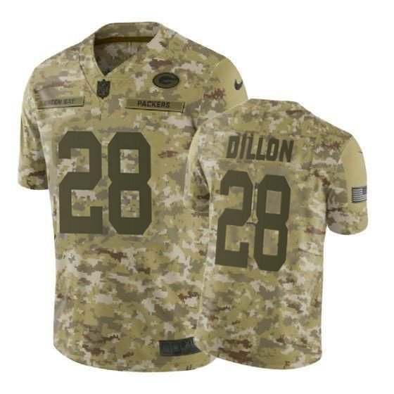 Men & Youth Kids #28 A.J. Dillon Green Bay Packers Salute To Service Limited Camo Jersey