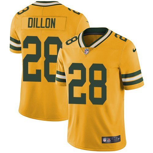 Men & Youth Kids #28 A.J. Dillon Green Bay Packers Color Rush Limited Yellow Jersey
