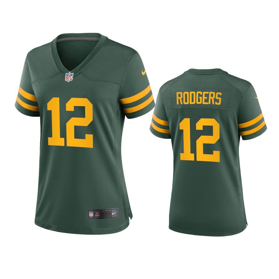 Women's #12 Aaron Rodgers Green Bay Packers Green Alternate Game Jersey