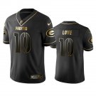 Men & Youth Kids #10 Jordan Love Green Bay Packers Black Golden Edition Jersey
