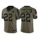 Men & Youth #22 Christian McCaffrey Carolina Panthers 2021 Salute To Service Limited Olive Jersey