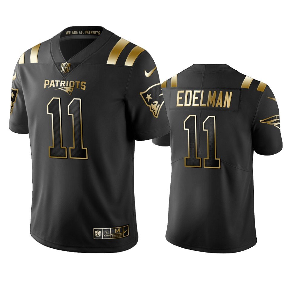 Men & Youth Kids #11 Julian Edelman New England Patriots Black Golden Edition Jersey