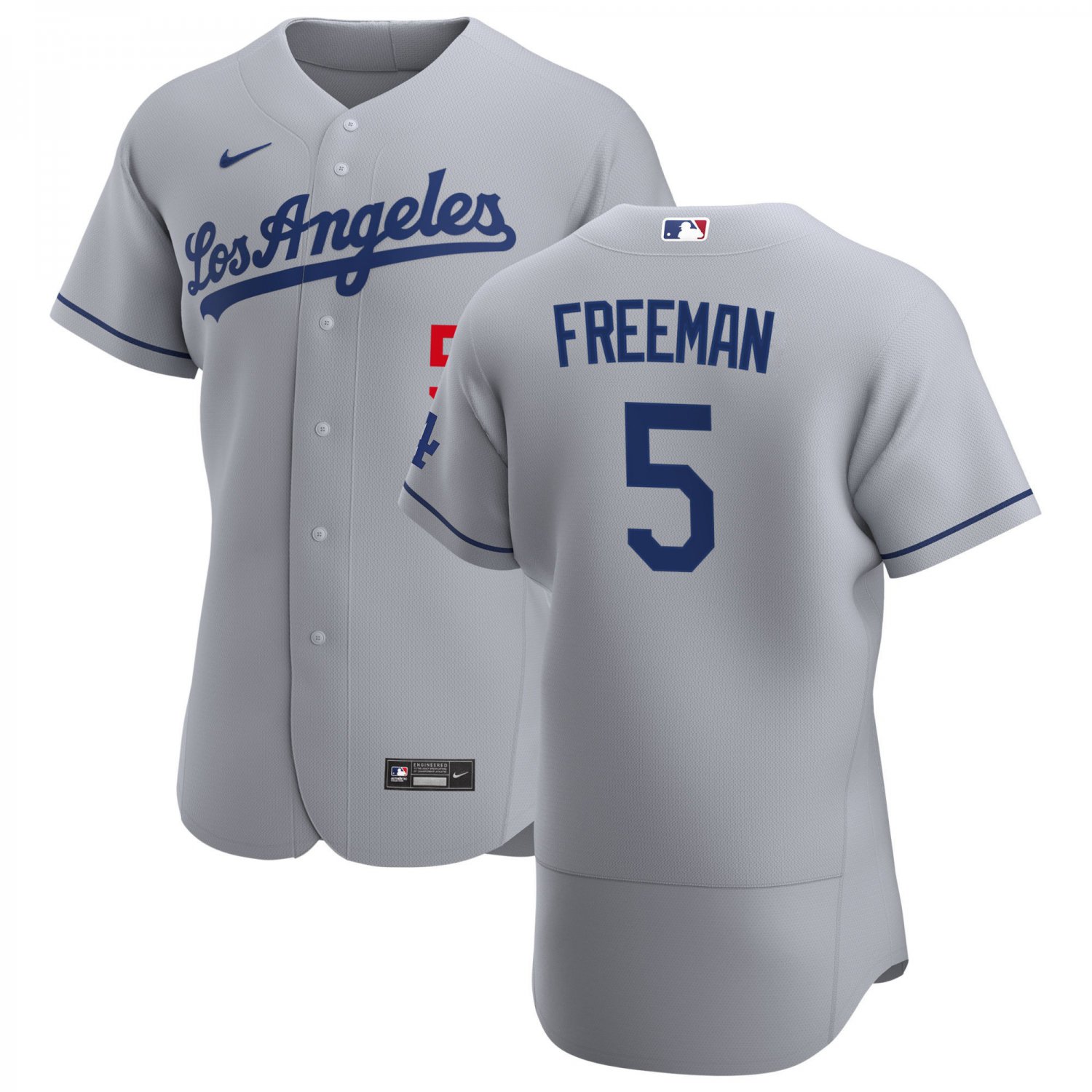 Men & Youth Kids #5 Freddie Freeman Los Angeles Dodgers Flex Base Gray Road Jersey
