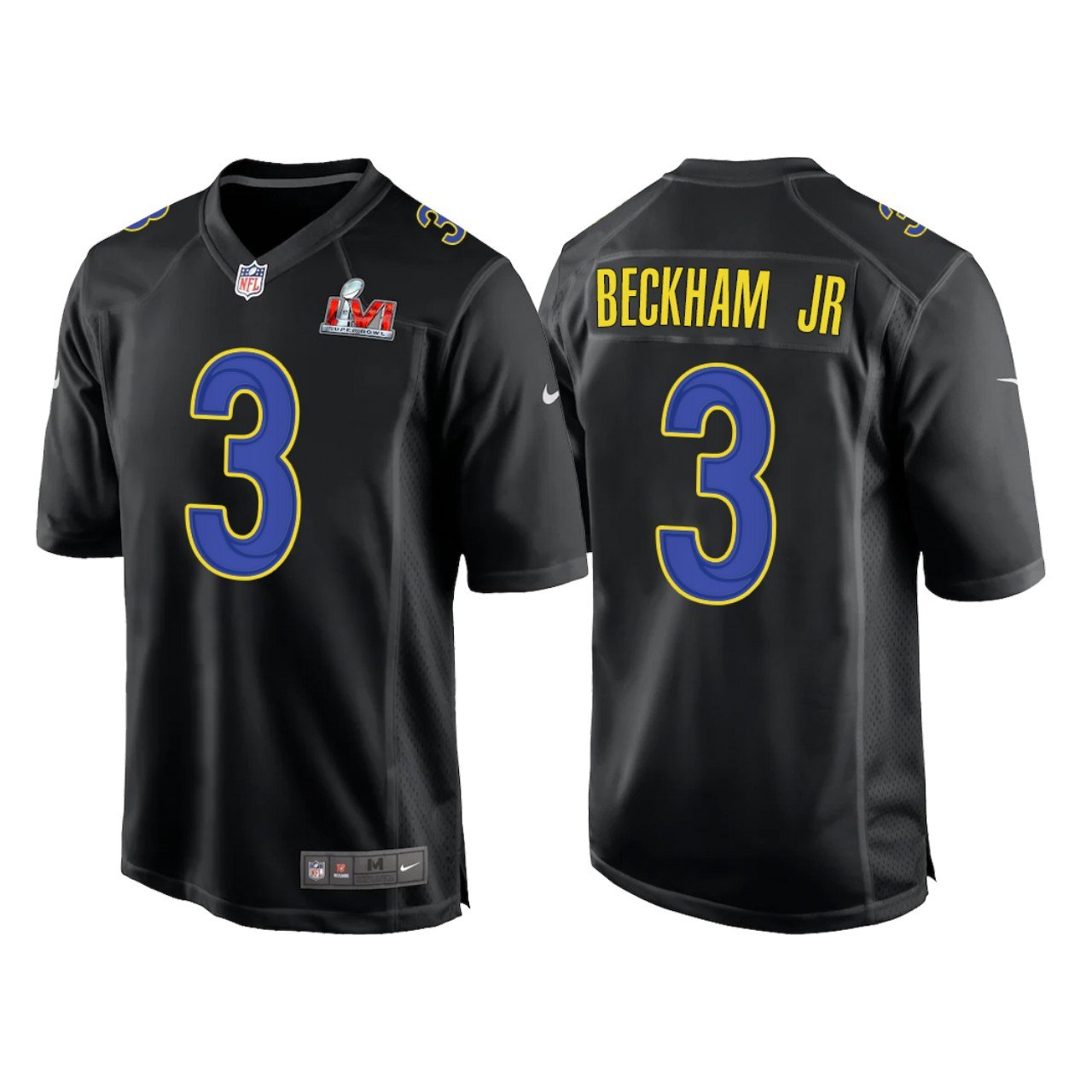 Men & Youth #3 Odell Beckham Jr. Los Angeles Rams Black Super Bowl LVI Game Fashion Jersey