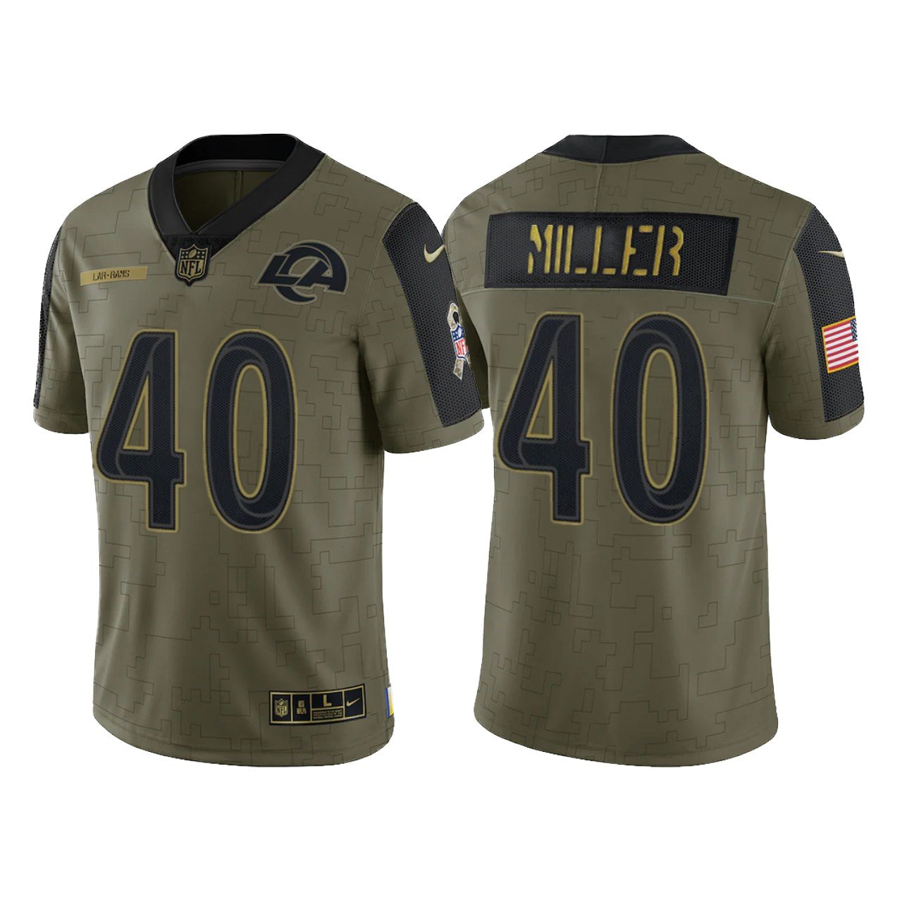 Men & Youth #40 Von Miller Los Angeles Rams 2021 Salute to Service Limited Olive Green Jersey