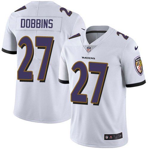 Men & Youth #27 J.K. Dobbins Baltimore Ravens Color Rush Limited White Jersey