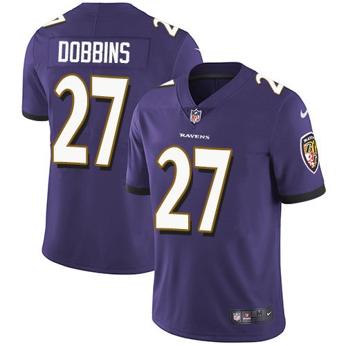 Men & Youth #27 J.K. Dobbins Baltimore Ravens Color Rush Limited Purple Jersey