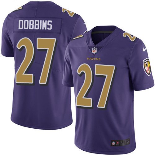 Men & Youth #27 J.K. Dobbins Baltimore Ravens Color Rush Limited Purple Jersey