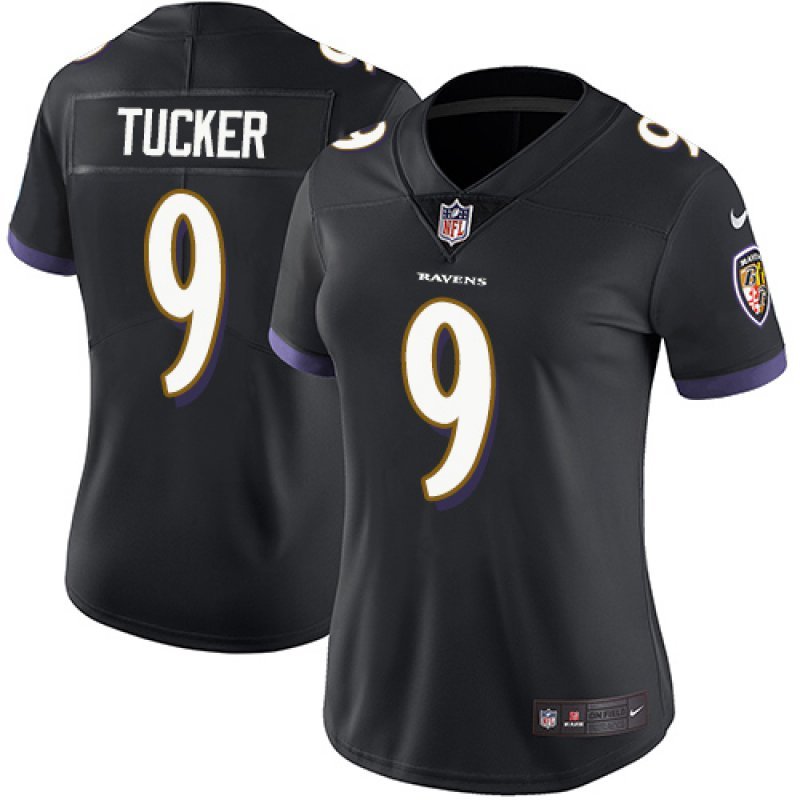 Women's #9 Justin Tucker Baltimore Ravens Color Rush Limited Black Jersey