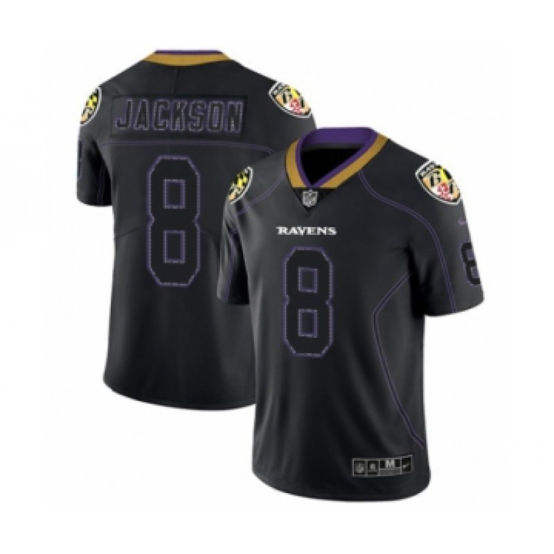 Men's #8 Lamar Jackson Baltimore Ravens Lights Out Edition Black Jersey
