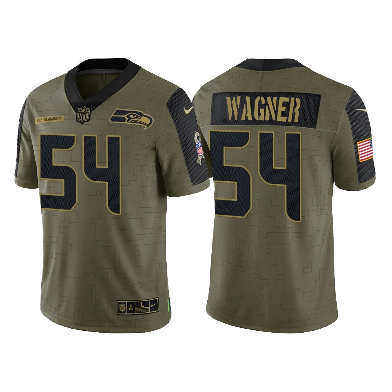 Men & Youth #54 Bobby Wagner Seattle Seahawks 2021 Salute to Service Limited Olive Green Jersey