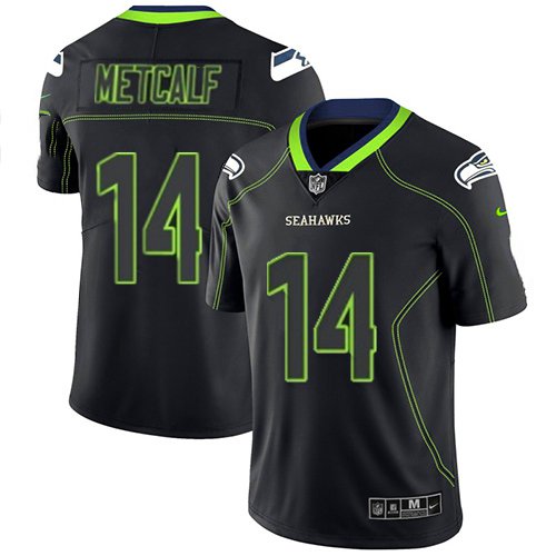 Men's #14 D.K. Metcalf Seattle Seahawks Lights Out Edition Black Jersey