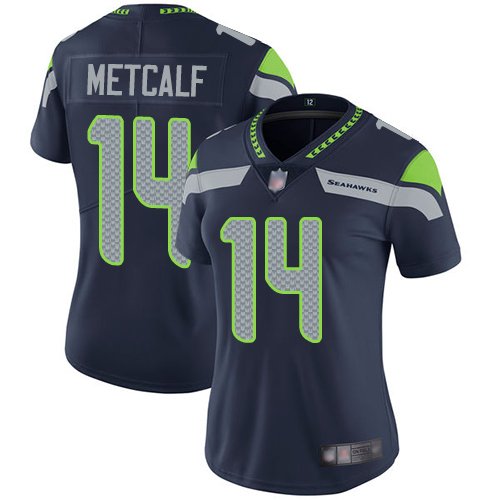 Women's #14 D.K. Metcalf Seattle Seahawks Color Rush Limited Navy Blue Jersey