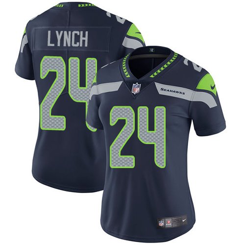 Women's #24 Marshawn Lynch Seattle Seahawks Color Rush Limited Navy Blue Jersey