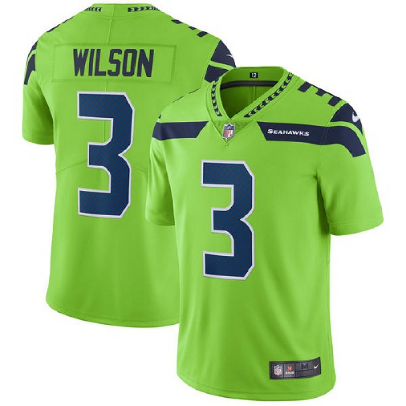 Men & Youth #3 Russell Wilson Seattle Seahawks Color Rush Limited Green Jersey