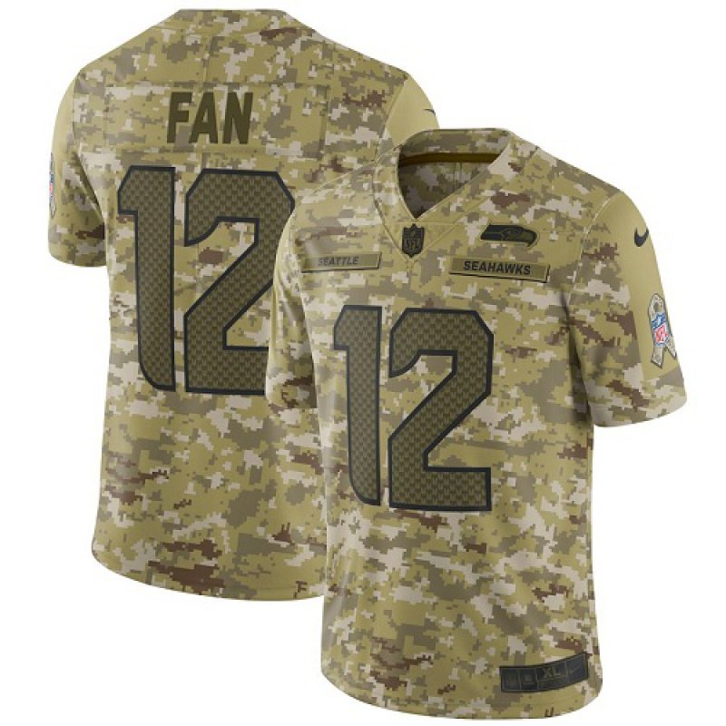 Men & Youth #12 Fan Seattle Seahawks Salute to Service Limited Camo Jersey