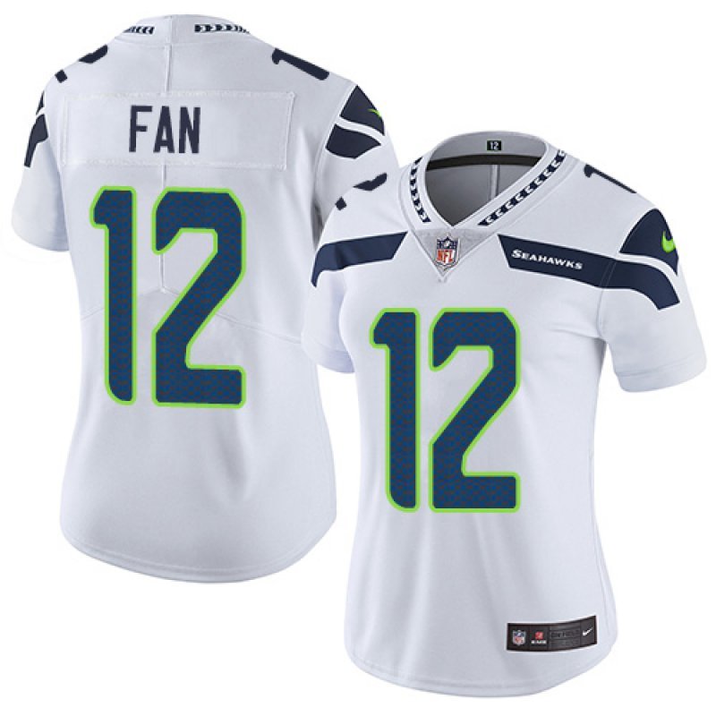 Women's #12 Fan Seattle Seahawks Color Rush Limited White Jersey