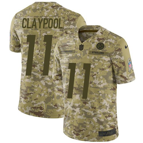Men & Youth #11 Chase Claypool Pittsburgh Steelers Salute to Service Limited Camo Jersey