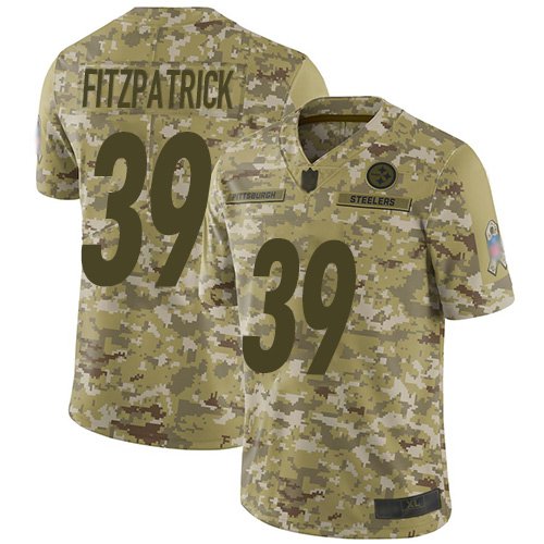 Men & Youth #39 Minkah Fitzpatrick Pittsburgh Steelers Salute to Service Limited Camo Jersey