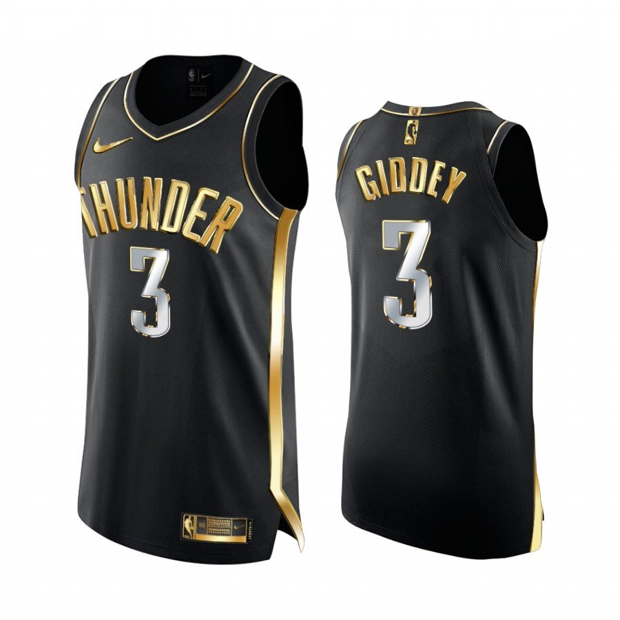 Men's #3 Josh Giddey Oklahoma City Thunders Black Golden Edition Jersey