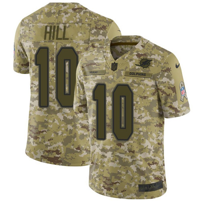 Men & Youth #10 Tyreek Hill Miami Dolphins Salute to Service Limited Camo Jersey