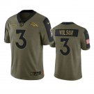 Men & Youth #3 Russell Wilson Denver 2021 Salute to Service Limited Olive Green Jersey