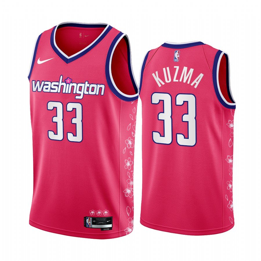 Men & Youth #33 Kyle Kuzma Washington Wizards 2022-23 Cherry Blossom City Edition Pink Jersey