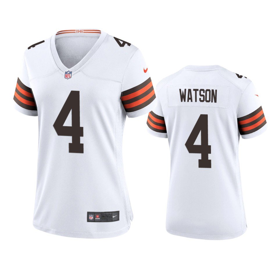 Women's #4 Deshaun Watson Cleveland Browns White Game Jersey