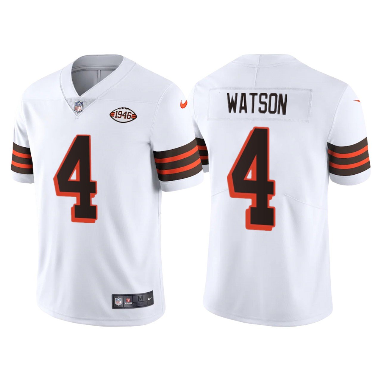 Men & Youth #4 Deshaun Watson Cleveland Browns 1946 Throwback Limited White Jersey