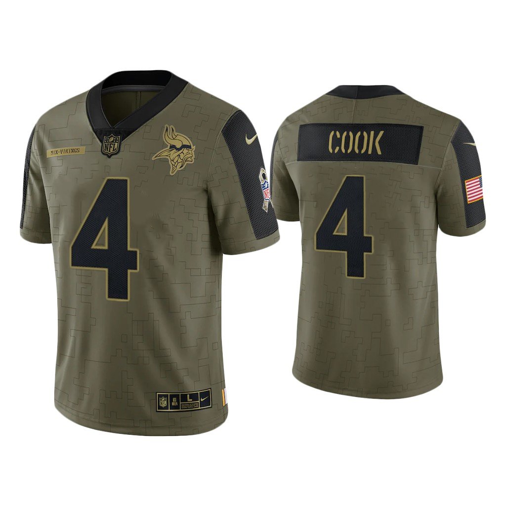 Men & Youth #4 Dalvin Cook Minnesota Vikings 2021 Salute to Service Limited Olive Jersey