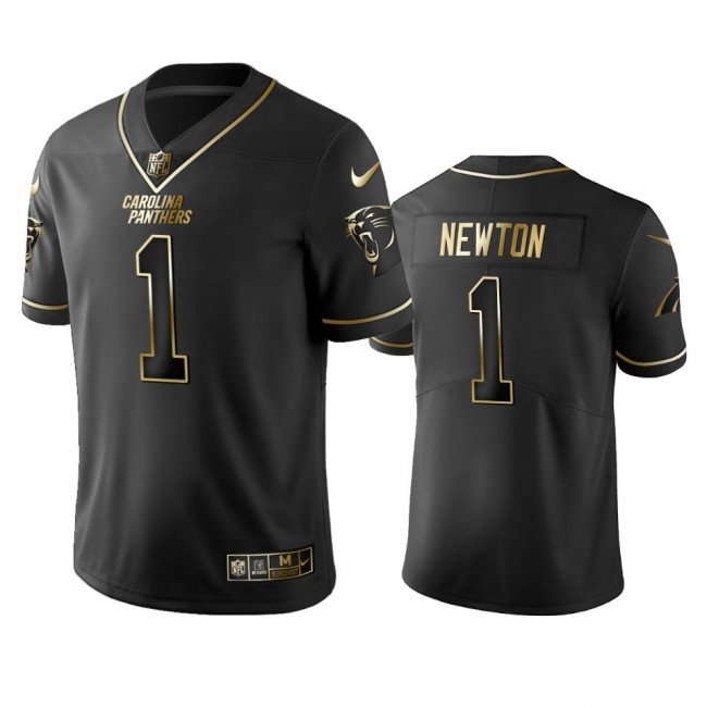 Men & Youth #1 Cam Newton Carolina Panthers Black Golden Edition Jersey
