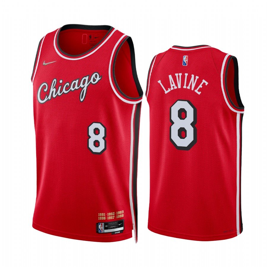 Men & Youth #8 Zach LaVine Chicago Bulls 75th Season Anniversary City Edition Red Jersey