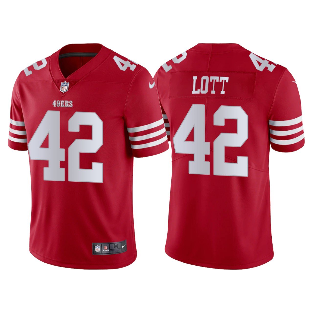 Men & Youth #42 Ronnie Lott San Francisco 49ers 2022 Color Rush Limited Red Jersey