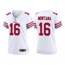 Women's #16 Joe Montana San Francisco 49ers 2022 White Game Jersey