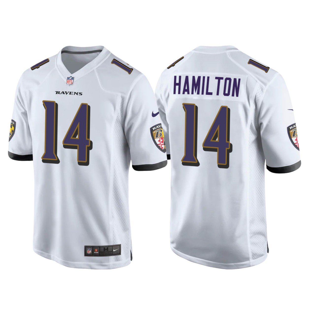 Men & Youth #14 Kyle Hamilton Baltimore Ravens 2022 NFL Draft Game White Jersey