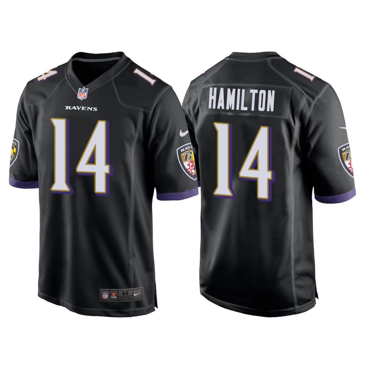Men & Youth #14 Kyle Hamilton Baltimore Ravens 2022 NFL Draft Game Black Jersey